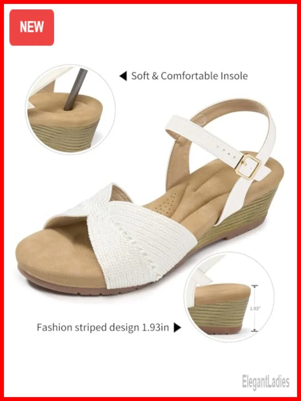 Comfortable Open Toe Wedge Sandals with Ankle Strap Buckle
